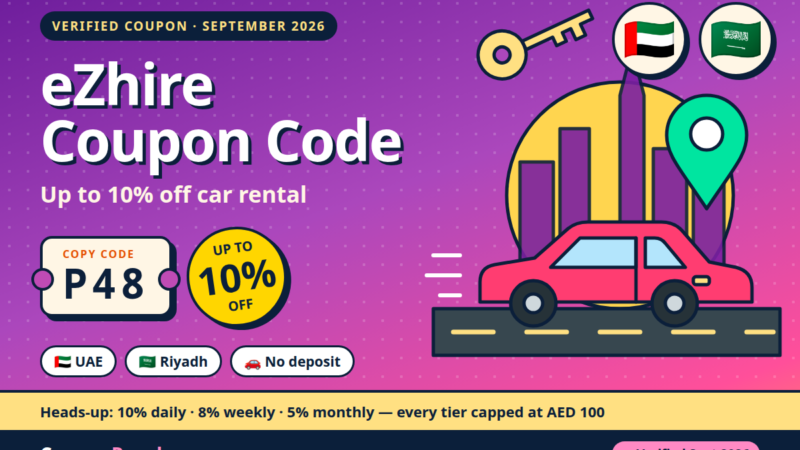 eZhire Coupon Code P48 — Up to 10% Off Car Rental in the UAE and Saudi Arabia (September 2026) | كود خصم اي زهير