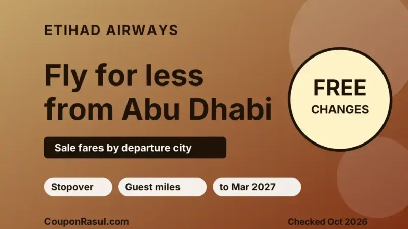 Etihad Airways Offers (October 2026): Sale Fares, Free Change Fees to March 2027 & Abu Dhabi Stopover | عروض الاتحاد للطيران