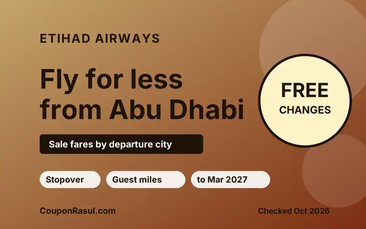 Etihad Airways Offers (October 2026): Sale Fares, Free Change Fees to March 2027 & Abu Dhabi Stopover | عروض الاتحاد للطيران