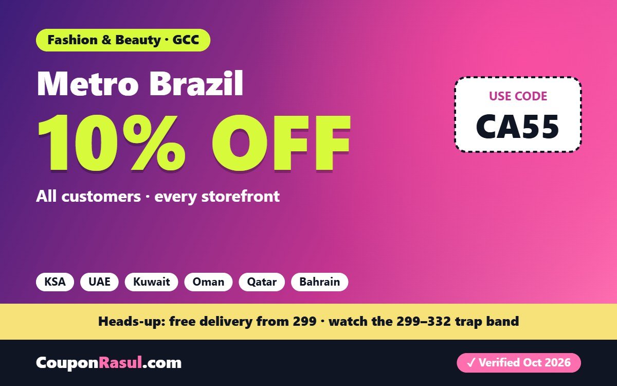 Metro Brazil Promo Code CA55 — 10% Off, and the Three Price Bands That Decide What You Pay